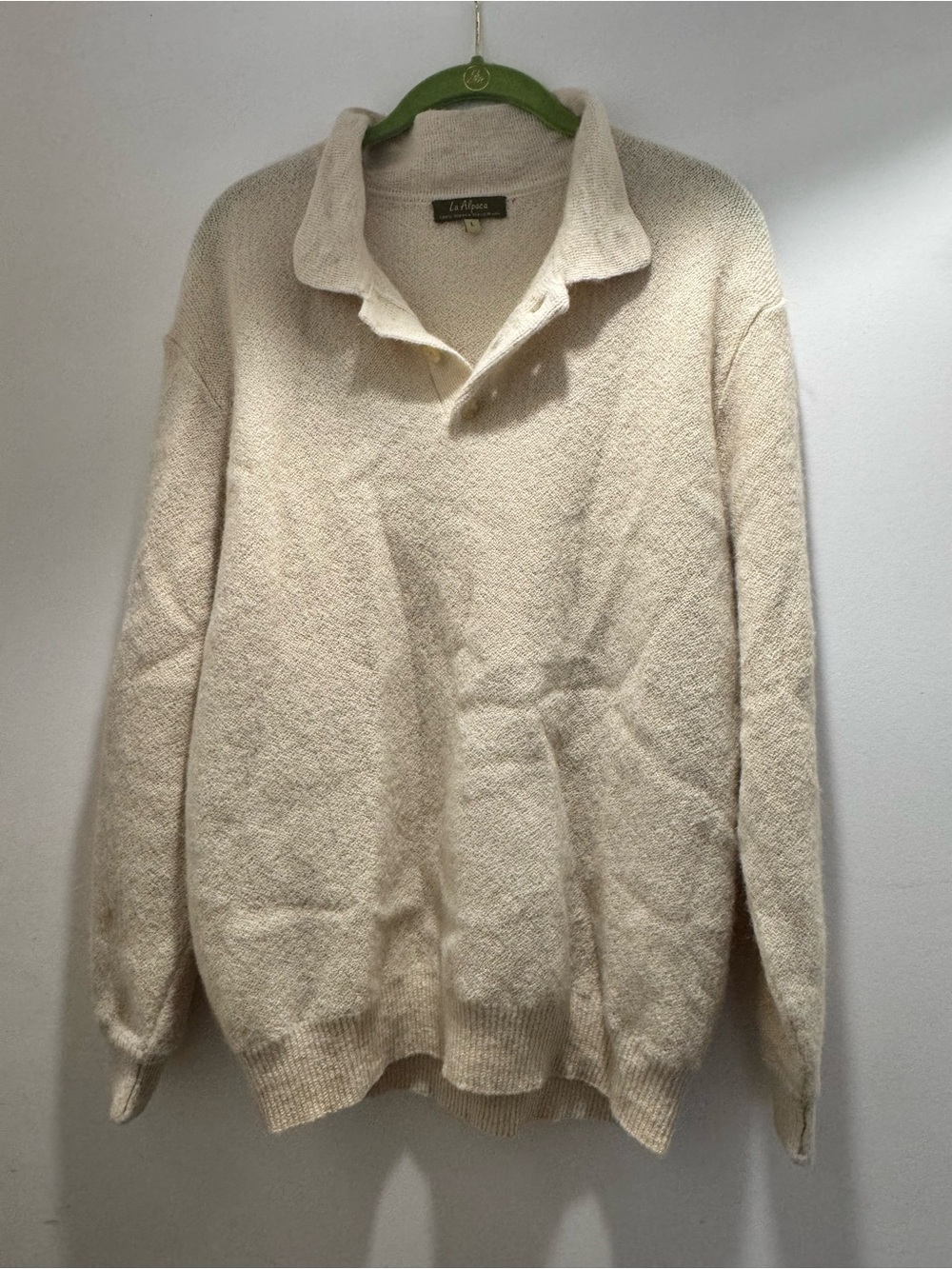 Cream Collared Crewneck Sweater for Men. Size L. Like new. Classic and versatile